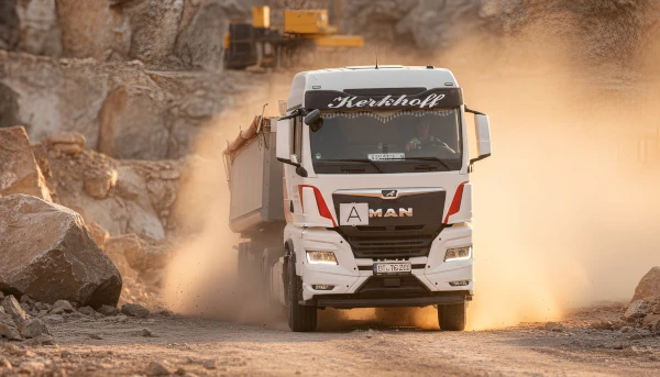 Kerkhoff Transporte - Baustoff Transport Nordwalde LKW im Steinbruch